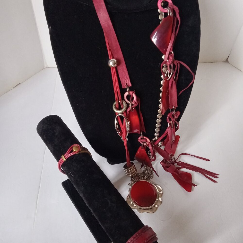 Lot of Righteous Ruby Red Jewelry- Lots of Leather